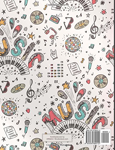 DÉKOKIND Notenheft | DIN A4, 64 Seiten, 12 Notensysteme pro Seite, Inhaltsverzeichnis, Vintage Softcover | Dickes Notenbuch | Motiv: Musikmuster