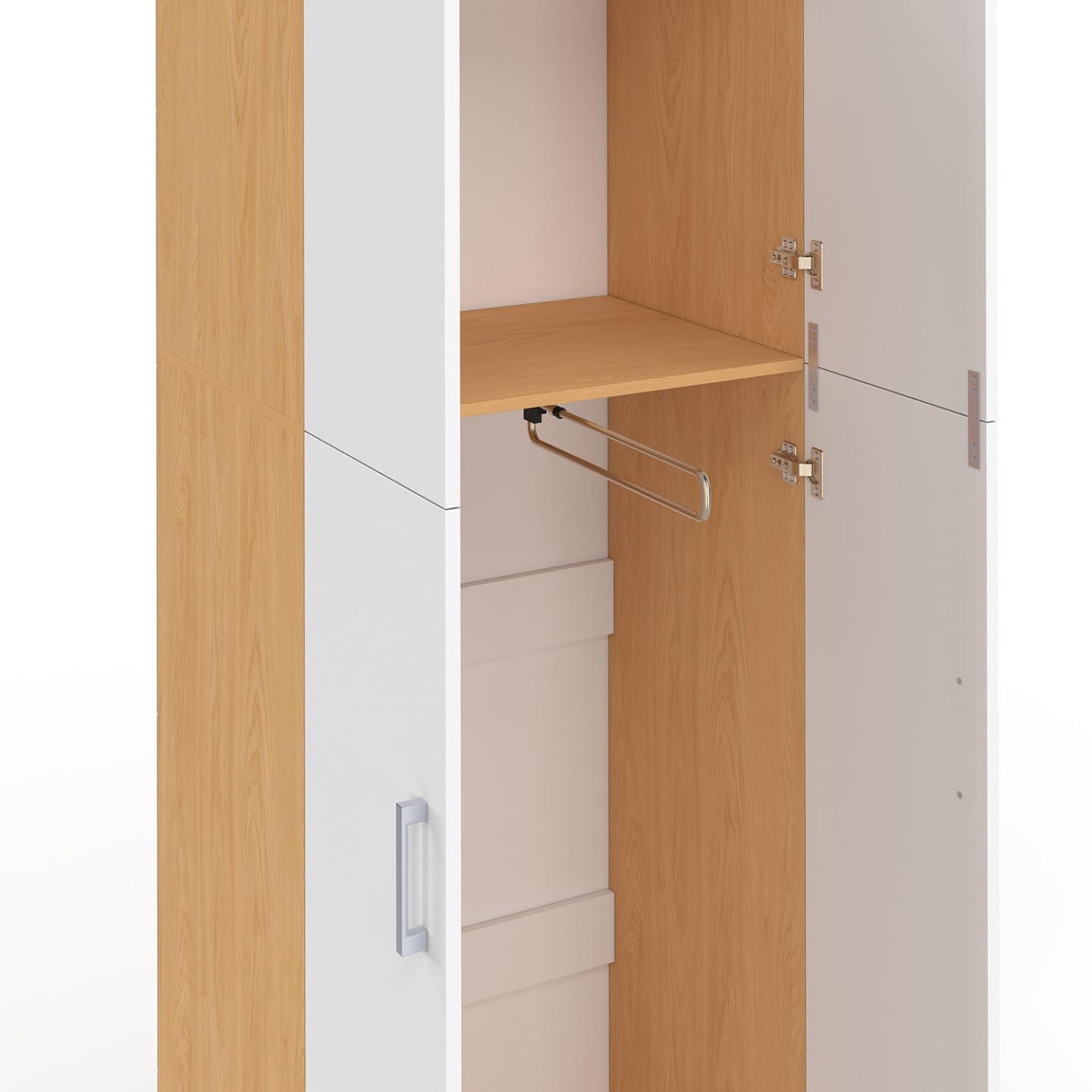 IDMarket - JULIANA armadio a 2 ante bianco e legno 50 cm armadio con ripiano