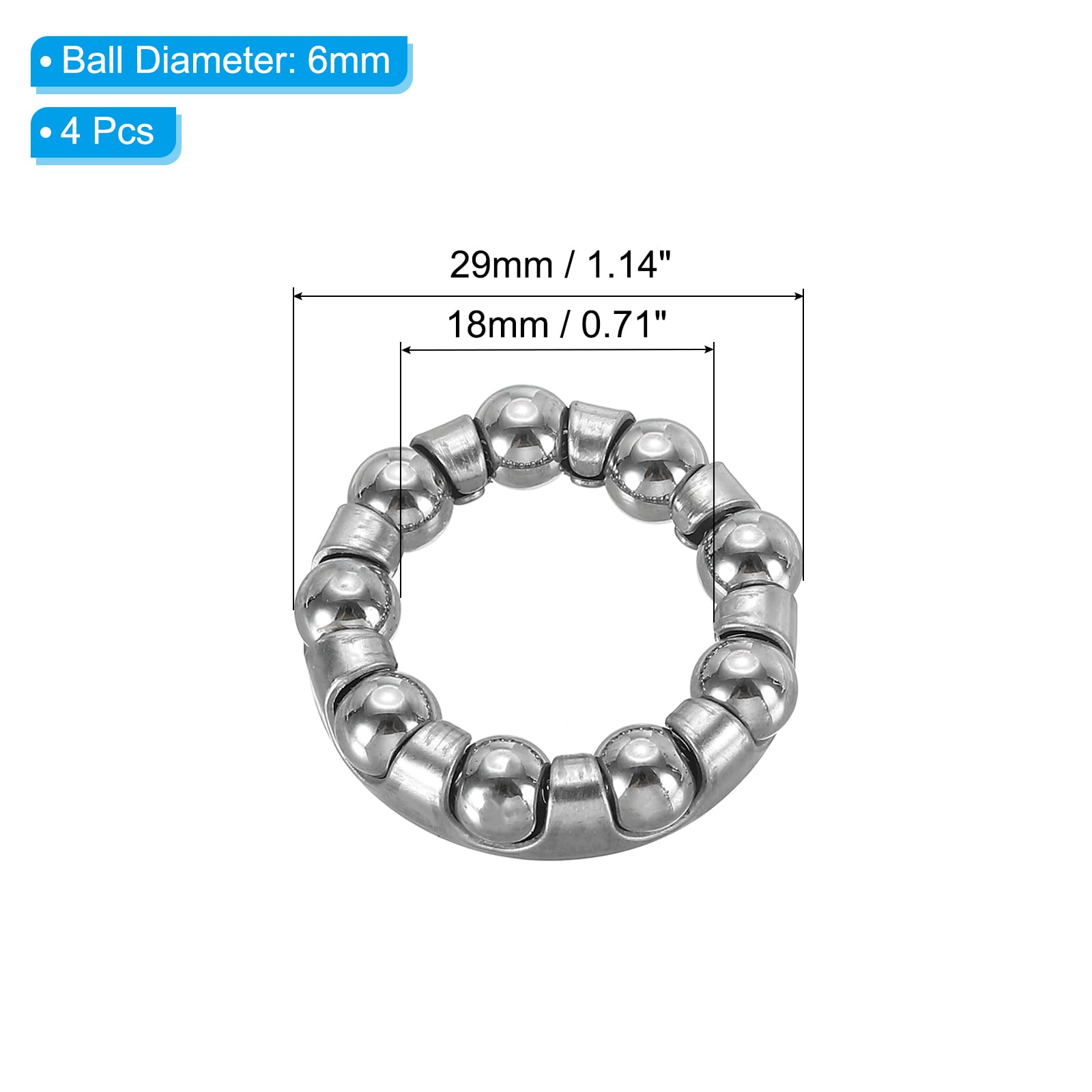 PATIKIL Cuscinetto a Sfera per Pedivella Bici 1/4" x 9 Sfere, 4pz Cuscinetti Bicicletta in Acciaio Inossidabile Ricambi Accessori per Movimento Centrale Bici Montagna Strada, Argento