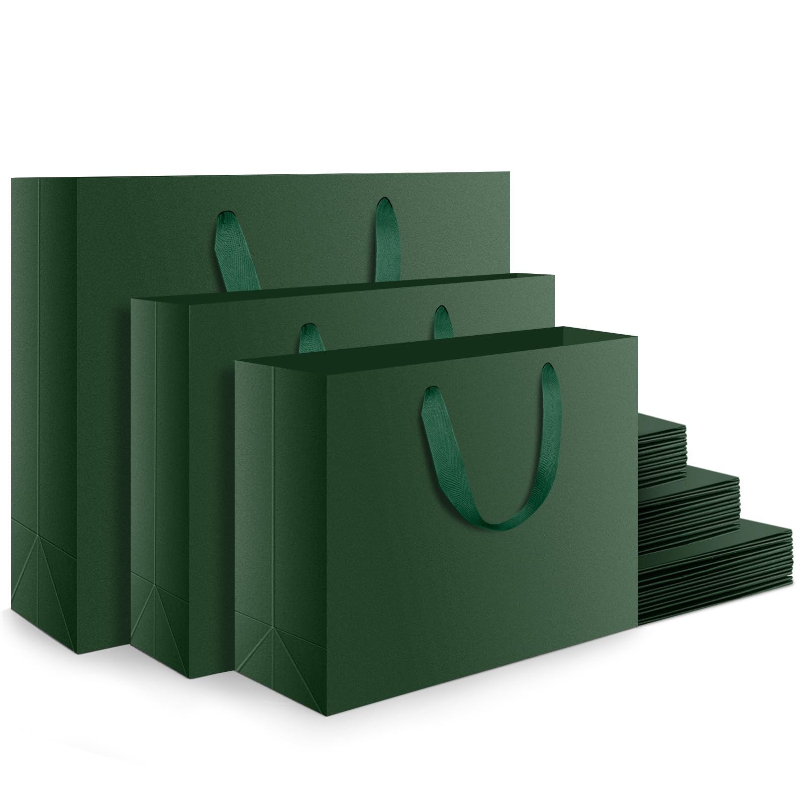 EUSOAR Paper Bags with Handles - 30 Pack Dark Green Gift Bags Set S M L Different Sizes - 230GSM Paper Party Bag for Holidays Parties Presents Wrapping