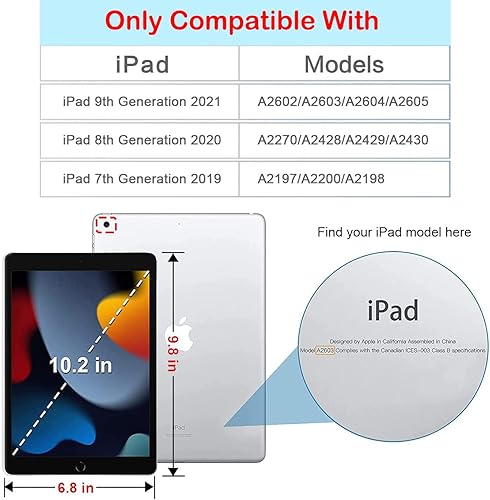 Miniatura 7 de Funda de protección inteligente compatible con iPad de 9 generación (2021) y 8 generación (2020) de 7 generación (2019) de 10.2 pulgadas, soporte
