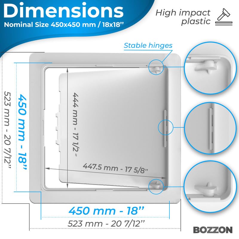 Image of Access Panel for Drywall - 18 x 18 inch - Wall Hole Cover - Access Door - Plumbing Access Panel for Drywall - Heavy Durable Plastic White