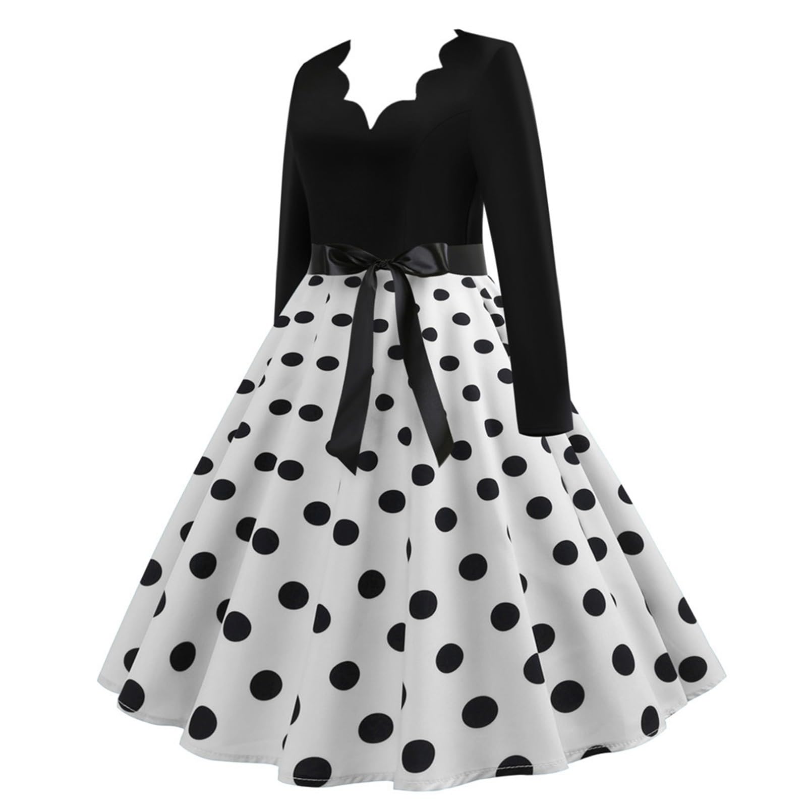 Abiti grafici da spiaggia alla moda per le donne a maniche lunghe a pois casual estivo casual abito elegante 2026 scollo a V primavera fluida lavoro vacanze appuntamento notte party signore club