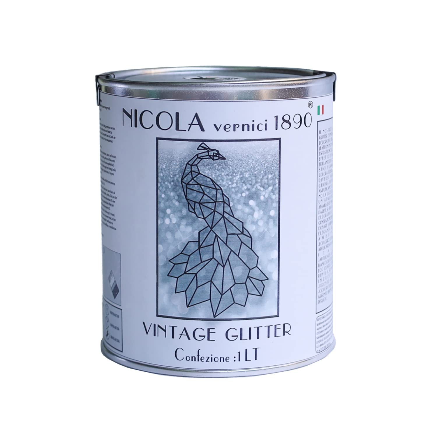 NICOLA VERNICI Vernice Decorativa della Linea Vintage, a Base di Acqua, Made in Italy, Glitter - Formato da 1 lt
