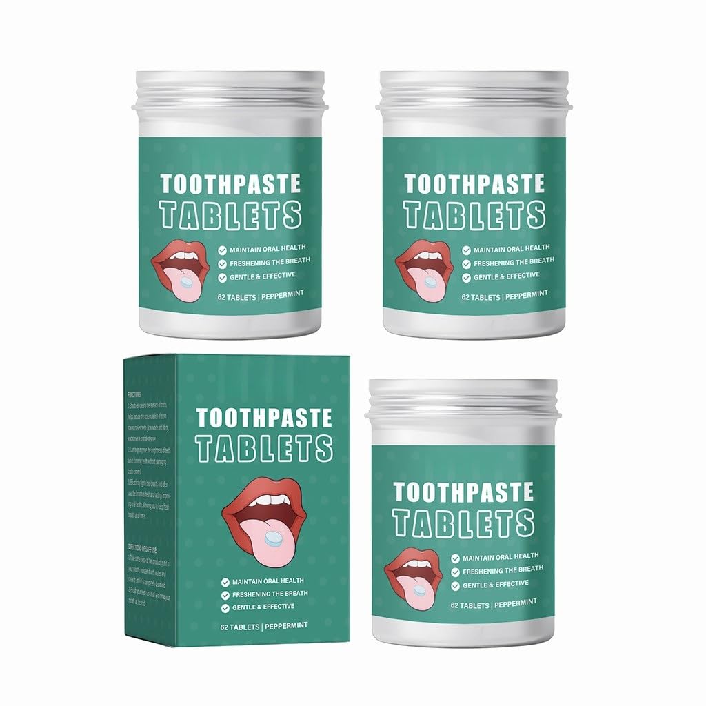 Compresse di dentifricio sbiancante: rimuovono macchie e ingiallimento, rinfrescano l'alito, facili da masticare for l'igiene orale quotidiana(3pcs)