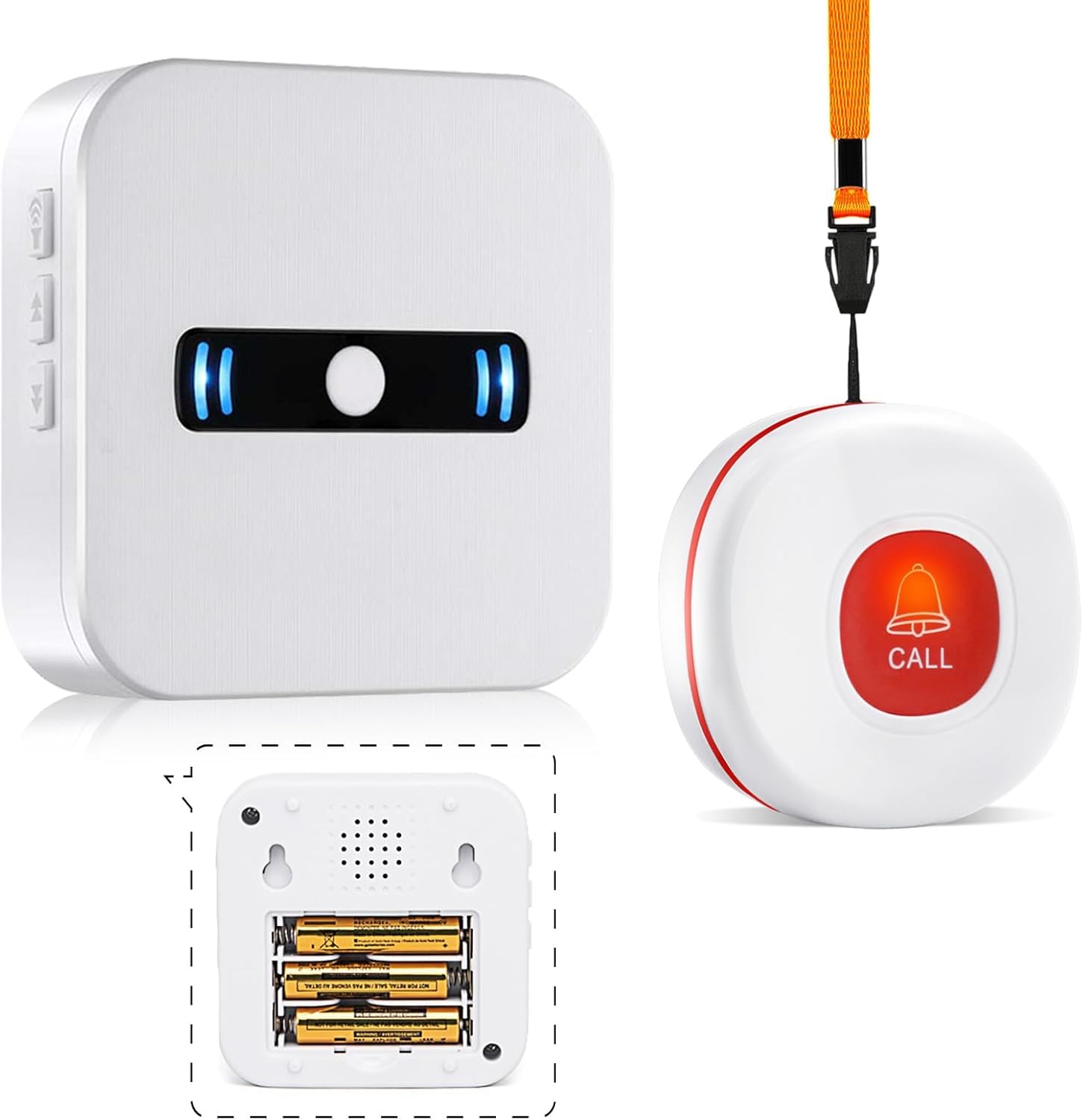 Daytech Alarme Personne Agee,Bouton Alarme Personne Agee,Appel Urgence pour Les Proches Qui Ont Besoin de Soins à Domicile(1 récepteur + 1 émetteur)