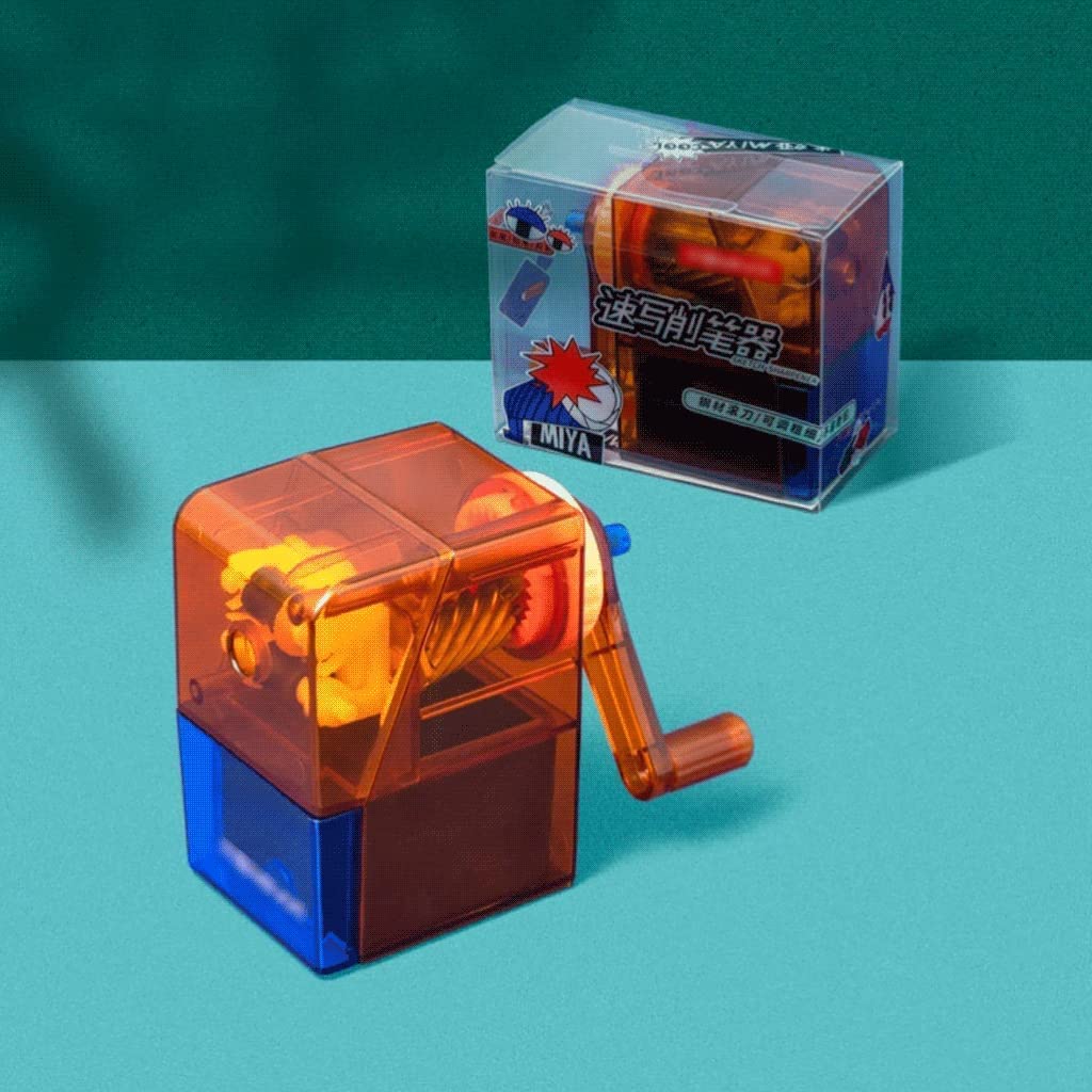 Anspitzer Bleistiftspitzer für Schule, Kunststudenten, spezieller Skizzenbleistift, Holzkohle, Spänebehälter, Orange, Blau, Premium-Qualität, Mini Schreibwaren