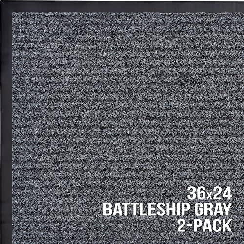 Image of Sierra Concepts Front Door Mat Welcome Floor Mats - Entryway Indoor Outdoor Entrance Doormat, Patio, Porch, Muddy Shoe, Inside Outside Low Profile, Large 36x24 inches, 2-Pack Gray