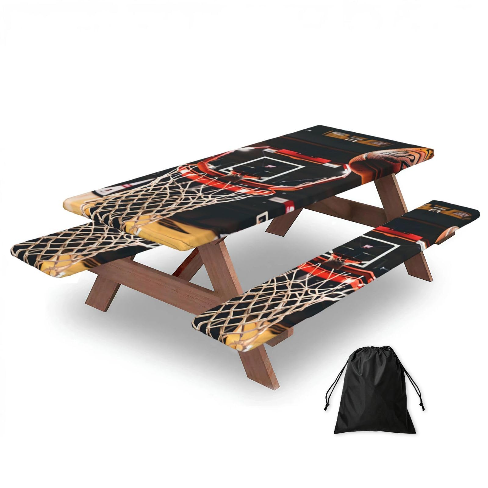 AYYQWE Basketball Print Picnic Table Bench Cover Outdoor Garden Party Decor Daily Accessory Gift