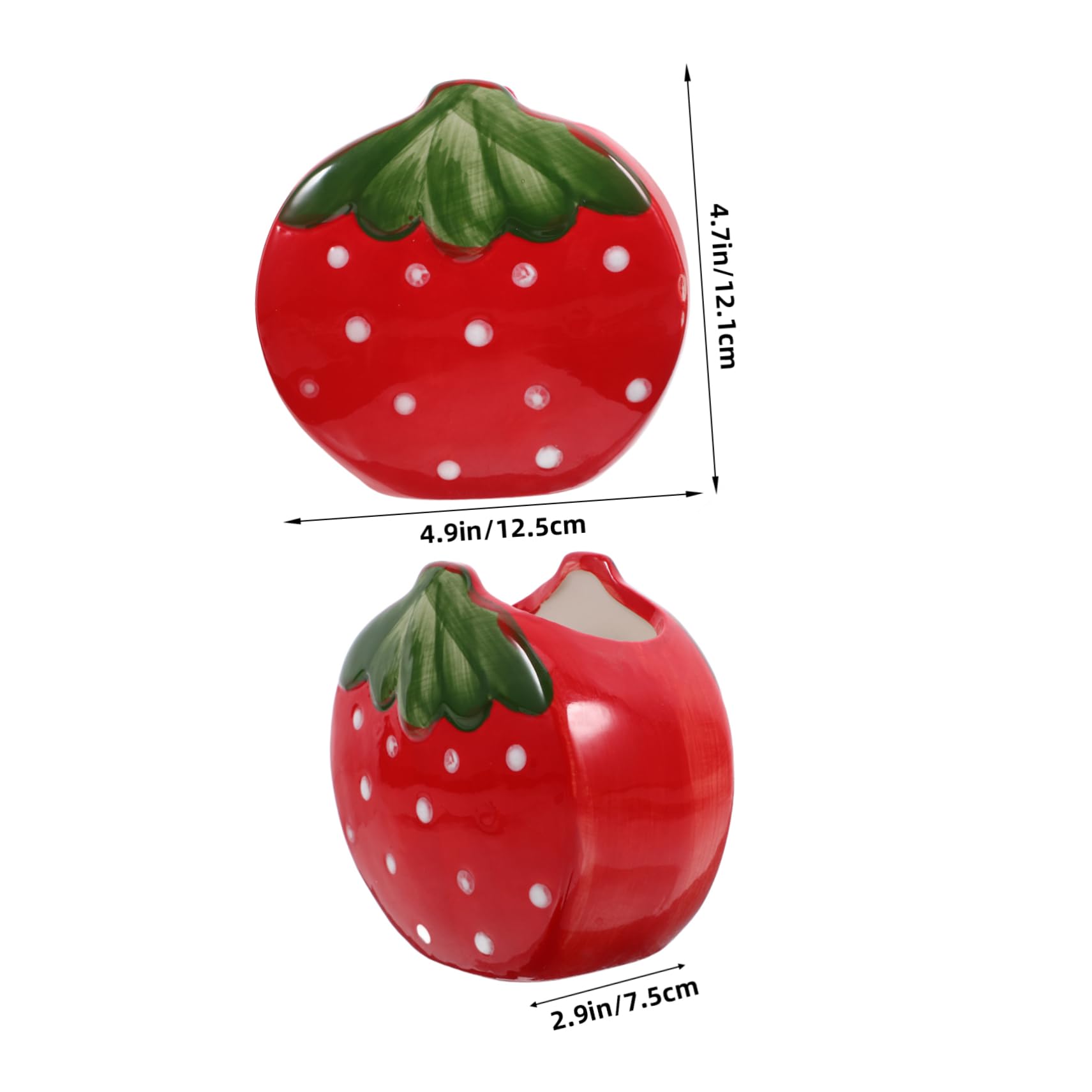 Uonlytech 3 Pezzi portapenne alla fragola Porta a matita da scrivania porta penna in stile semplice Porta di penna alla moda portapenne da ufficio per scrivania ceramica rosso