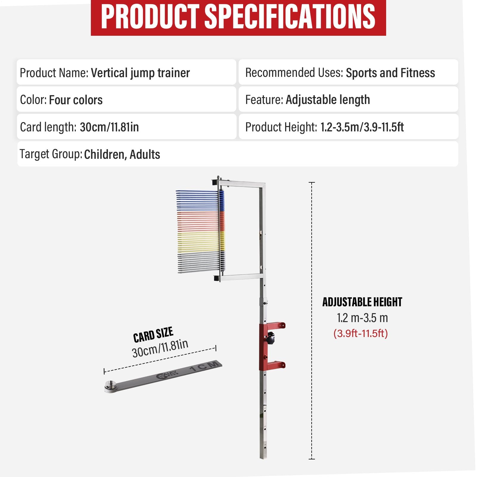 Mothdust Wand Vertikalsprung Messwerkzeug Verstellbare Hohe Tester
