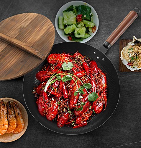 Tradicional-Chino-Wok-de-acero-al-carbono-para-estufas-electricas-de-induccion-y-de-gas-32cm-125-DIAMETRO-tapa-y-espatula-incluido