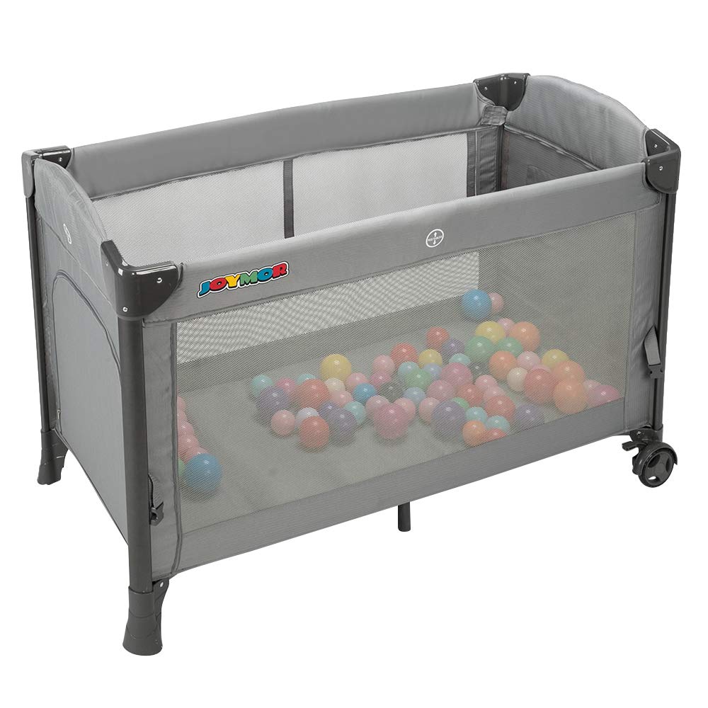 JOYMOR 3 in 1 Baby Bedside Sleeper, Bed Side with Mattress, Convert to Bassinet, Bedside Sleeper, Playpen, Quick Foldable Travel Bassinet Bed, with Toy, Wheels & Brake, Carry Bag for Boys Girls