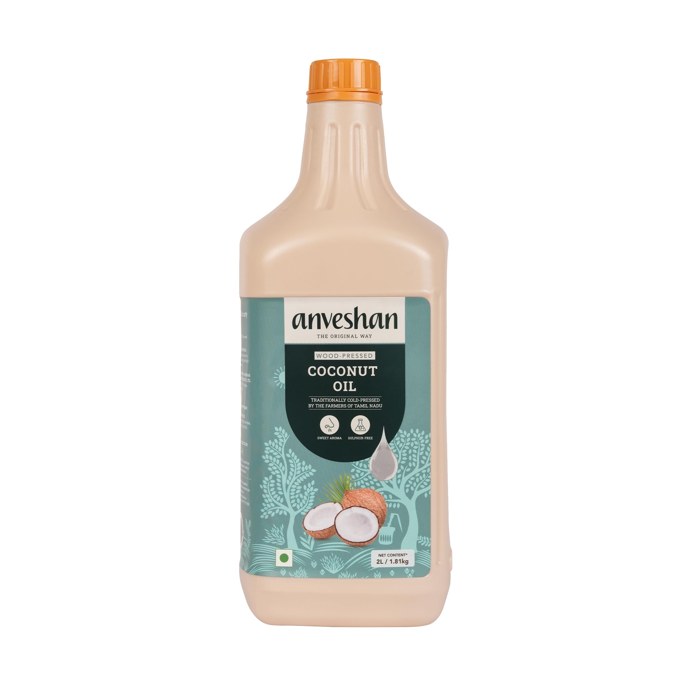 Anveshan Wood Pressed Coconut Oil - 2 Litre | Plastic Can | Kolhu/Kacchi Ghani/Chekku | Natural | Chemical-Free | Cold Pressed Coconut Oil for Cooking (B0CMD4KD2N) Amazon Price History, Amazon Price Tracker