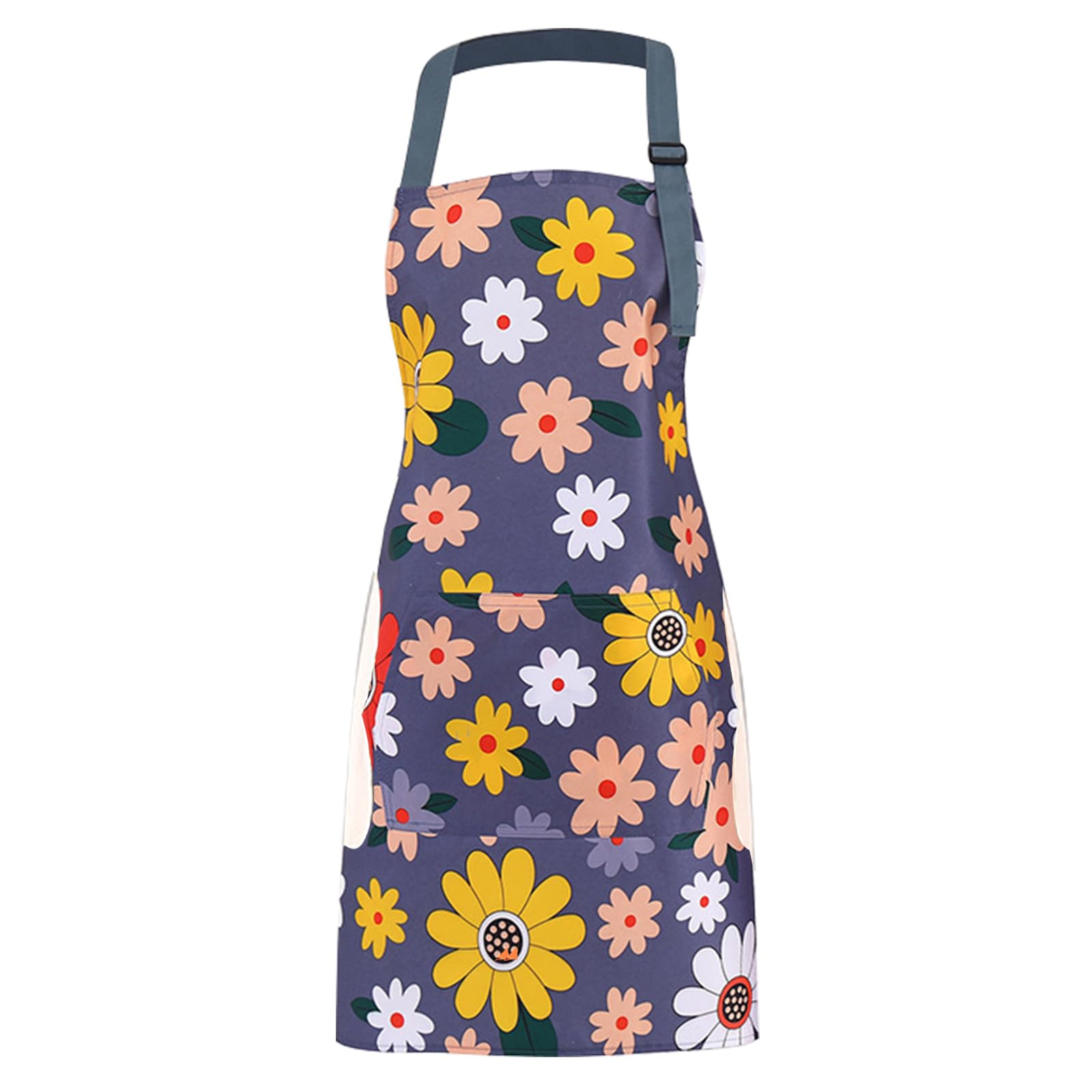 Delantales de Cocina Delantal con Pechera Ajustable Delantales Florales para Mujer Limpiar las Manos Delantal, para Cocina Pastelería Artesanía Jardinería
