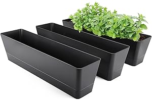 3-Pack Black Indoor Window Sill Planter Box with Drainage Holes and Trays