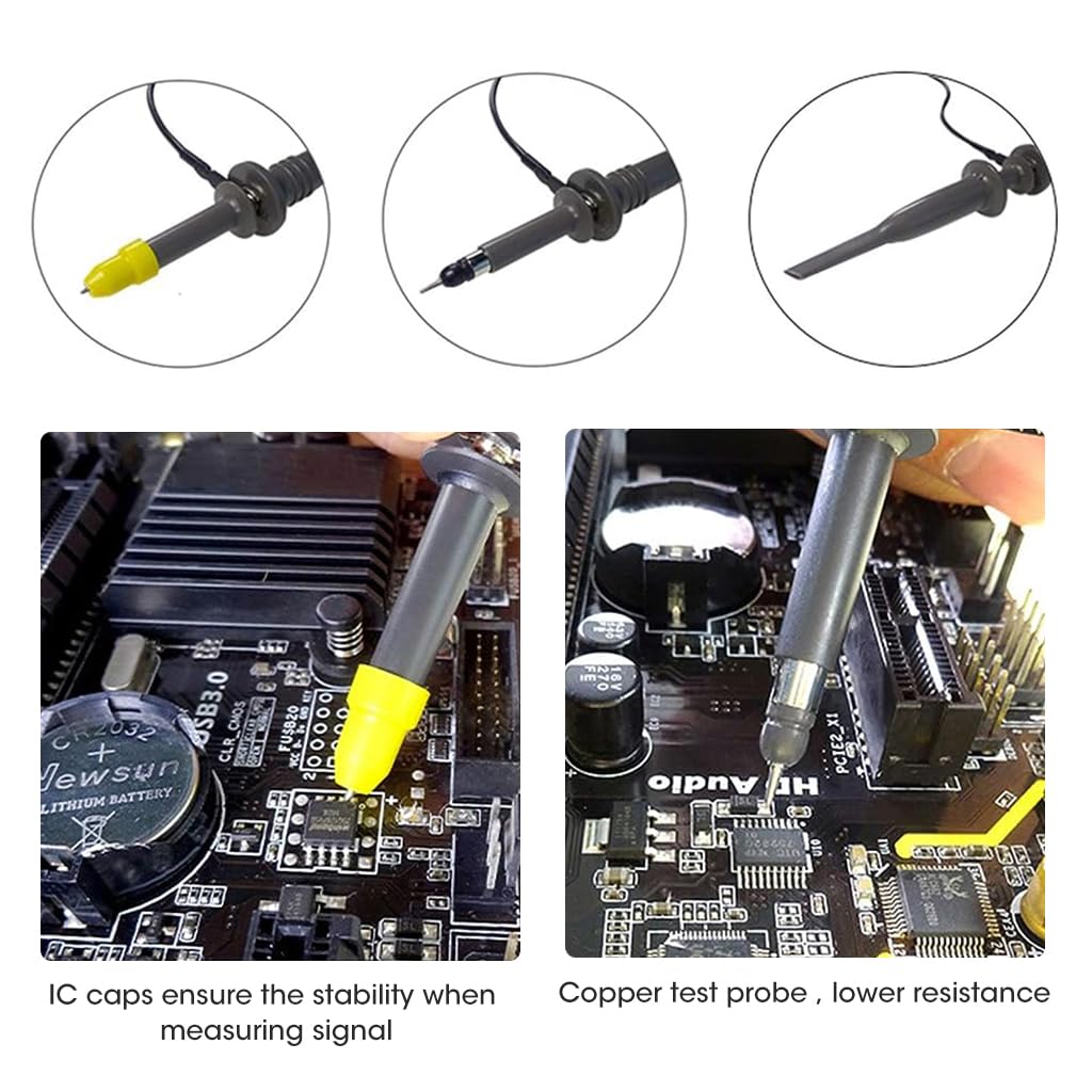 Serplex® P6100 Oscilloscope Clip-On Probe Oscilloscope Kit 100 MHz 600V DC High Sensitivity Oscilloscope Clip-On Probe w/Accessory Kit 1X 10X, DSO-TC2/DSO-TC3 Compatible (2 Pack) - Image 6 thumbnail