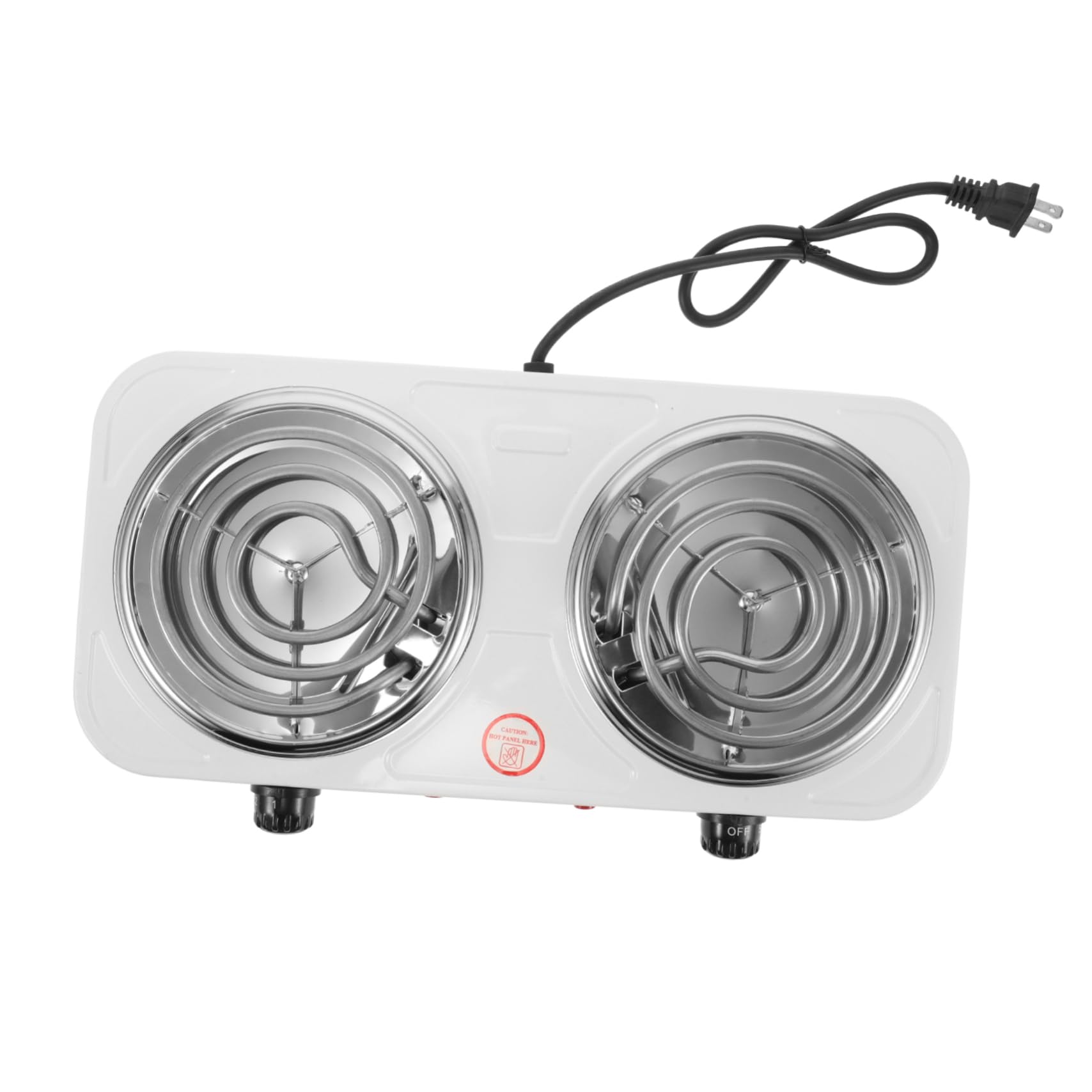 Ciieeo Electric Double Burner Hot Plate Portable Coil Heating Stove with Temperature Control Stainless Steel Countertop Design for Kitchen Dorm Camping Easy to Use Multi-functional