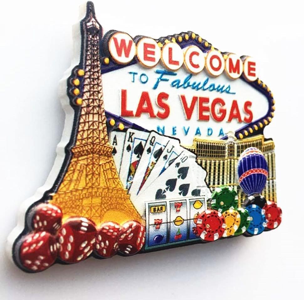 Imán decorativo 3D Las Vegas Skyline rectangular miniatura 3