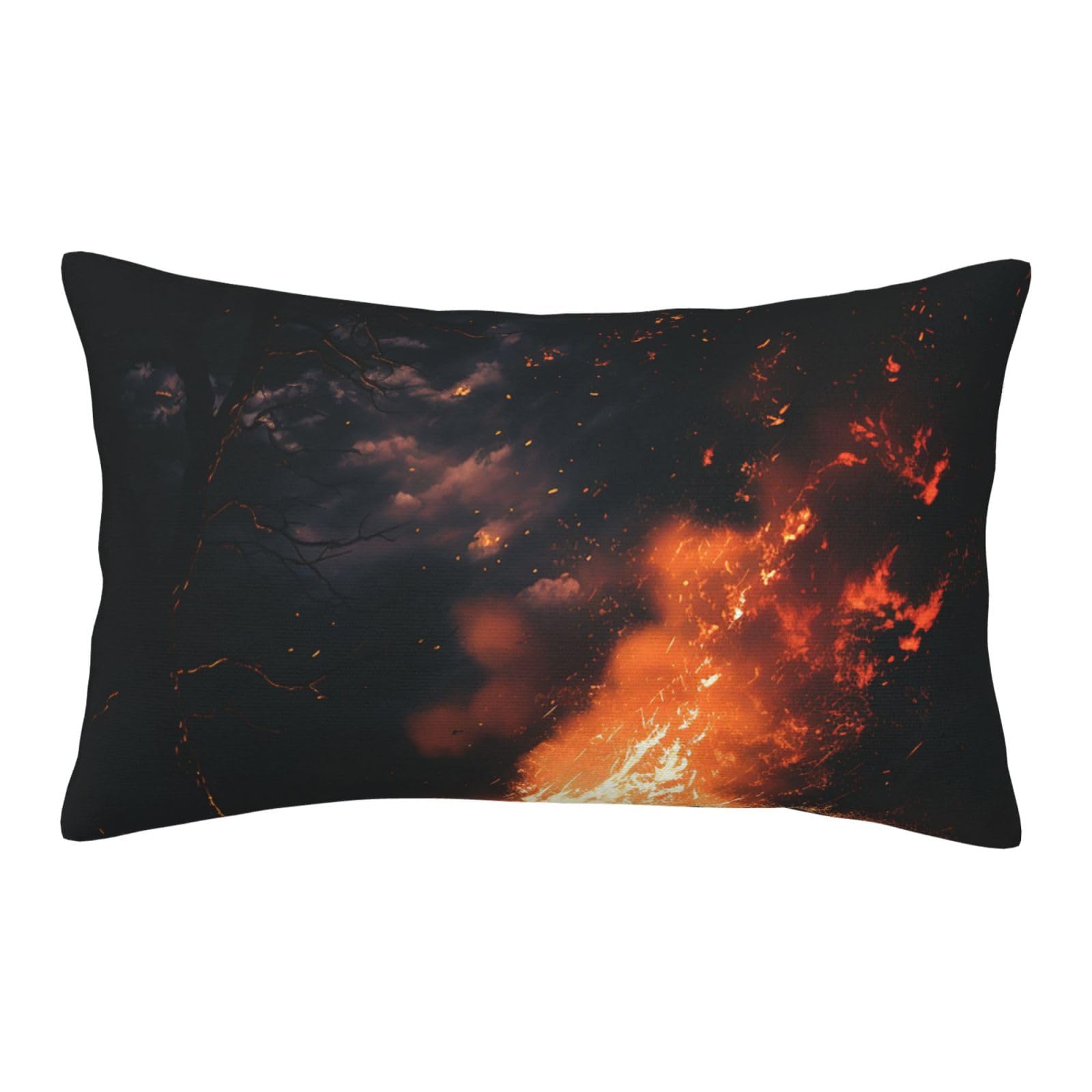 Velvet Pillowcases 16"x24" Ultra Soft Breathable Pillow Cases, Luxury Fuzzy Throw Pillow Covers with Zipper, Fire in the Night Pillow Shams All Seasons Decorative Cushion Cases for Couch