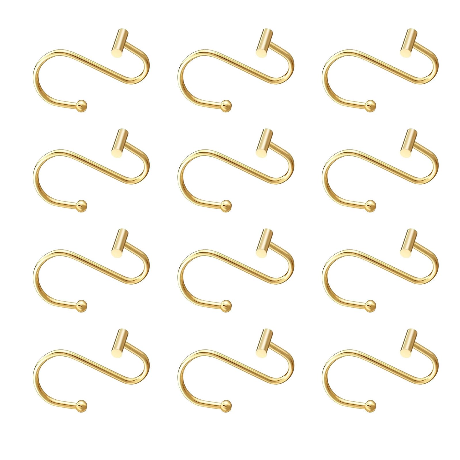 Elnwnnkc Gold Of 12 Decorative Hollow Sphere Curtain Hook Multifunctional Shower Curtains Rings Sturdy Metal Curtain Hangers Rusts Proof Shower Rings