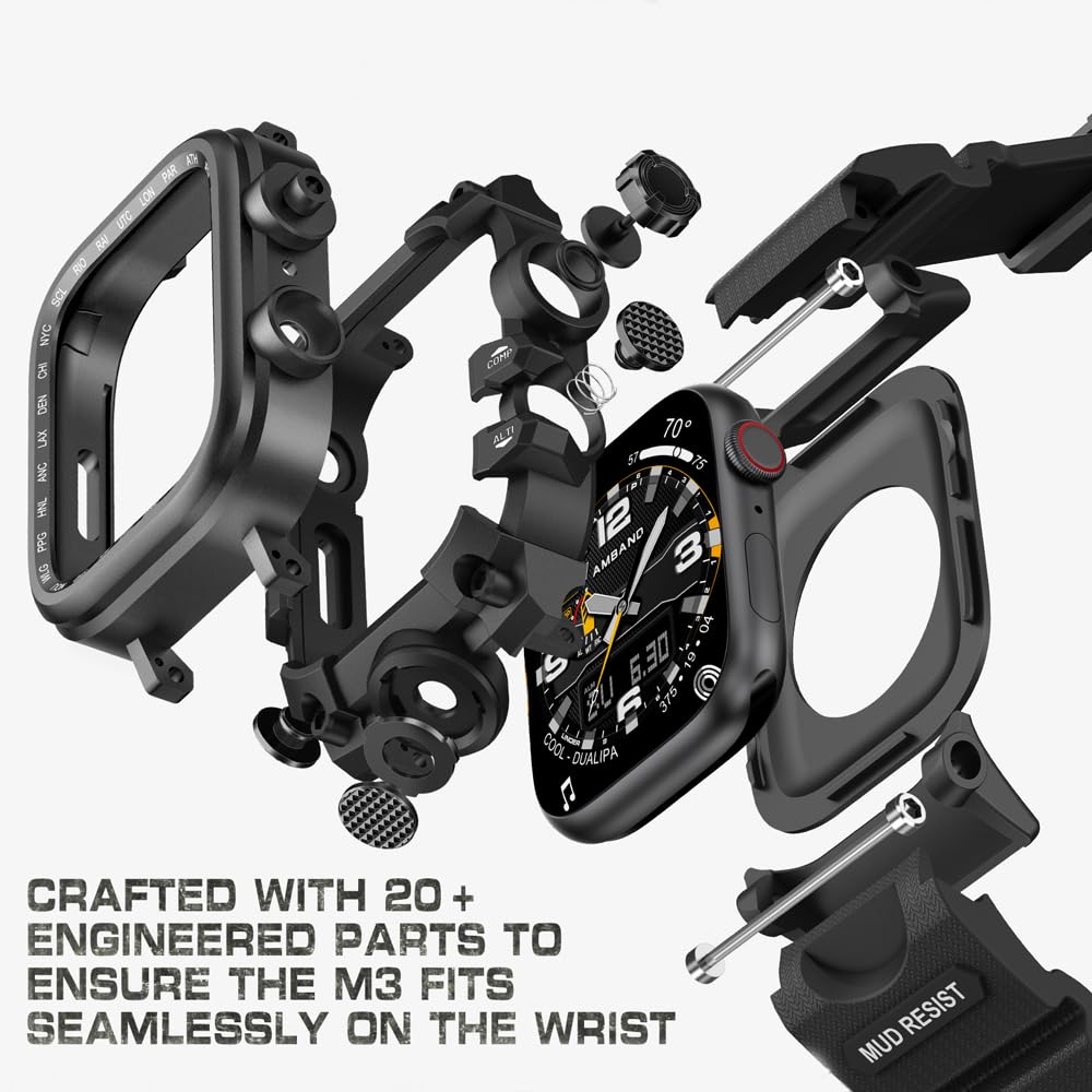 SAMBODHI wasserdichte Hülle und Armband, kompatibel mit Apple Watch Serie 10, 9, 8, 7, 6, bietet robusten Schutz für Modelle der 44 mm, 45 mm, 46 mm, 49 mm