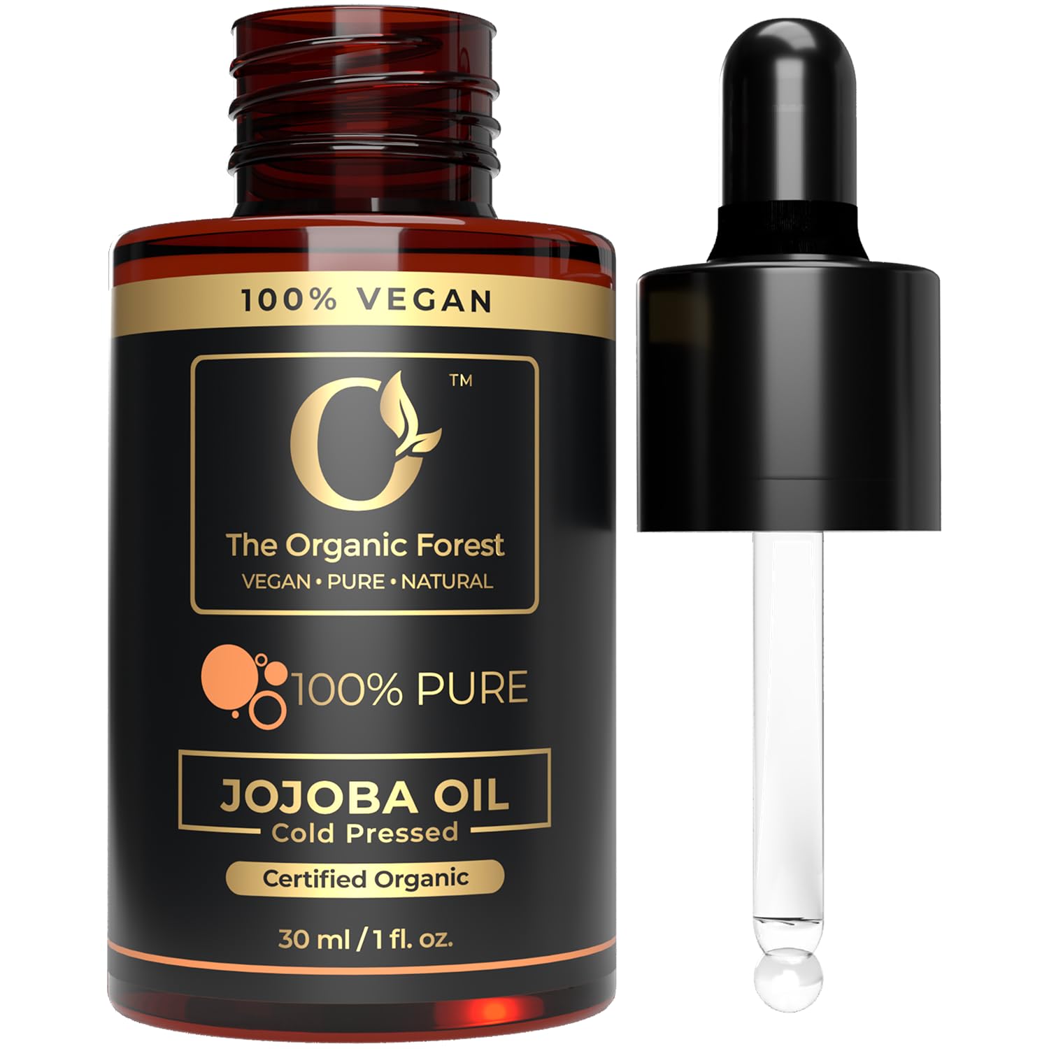 Plant Based Jojoba Oil, Pure & Organic Cold Pressed Unrefined Body Oil for Skin Hair, Face & Nails, for Gua Sha Anti-Aging