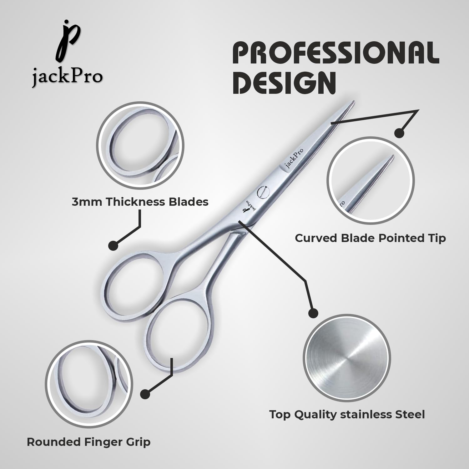 jackPro Signature Hair Kit | Hair Cutting Cape, Mustache & Beard Scissors, Dusting Brush, 500ml Spray Bottle | For Barber, Unisex Salon, Home (Pack of 6) 2