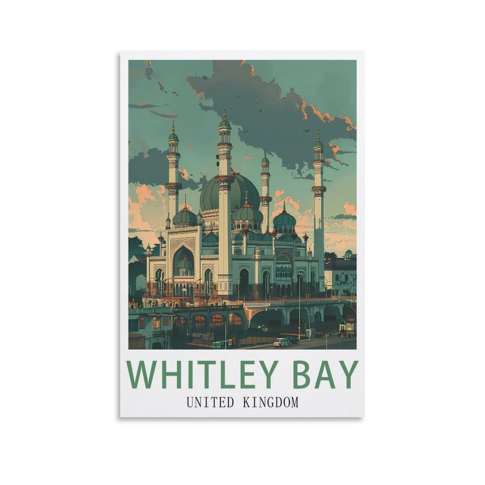LNUYITR United Kingdom Whitley Bay Vintage Travel Posters 08x12inch(20x30cm) Canvas Art Posters And Wall Art Picture Prints Modern Home Bedroom Decor Posters