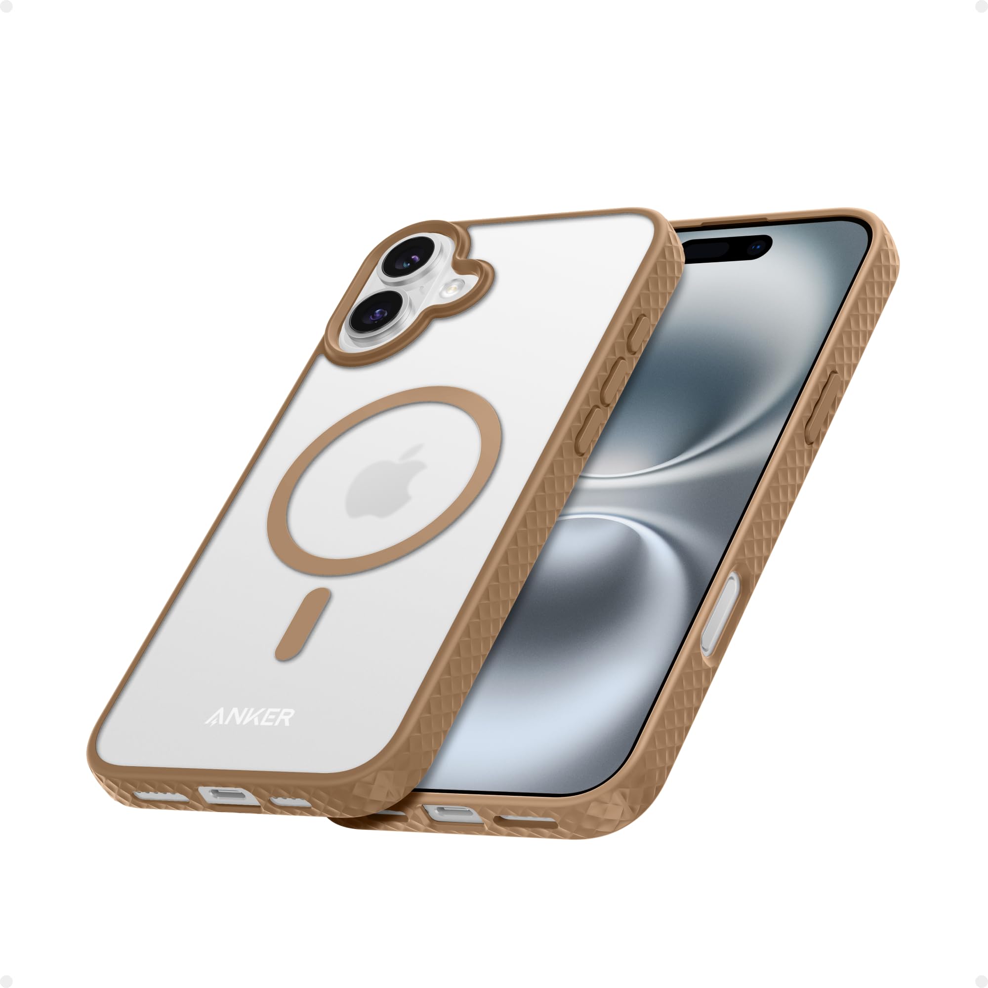 Anker MagGo Matte Magnetic Phone Case for iPhone 16, Ultra-Slim, Scratch-Resistant, Durable Protective Cover, Compatible with MagSafe, Caramel
