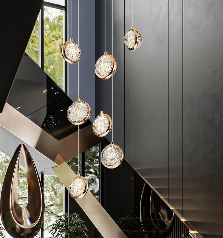 Lustre de plafond en cristal de luxe pour salon et grand duplex