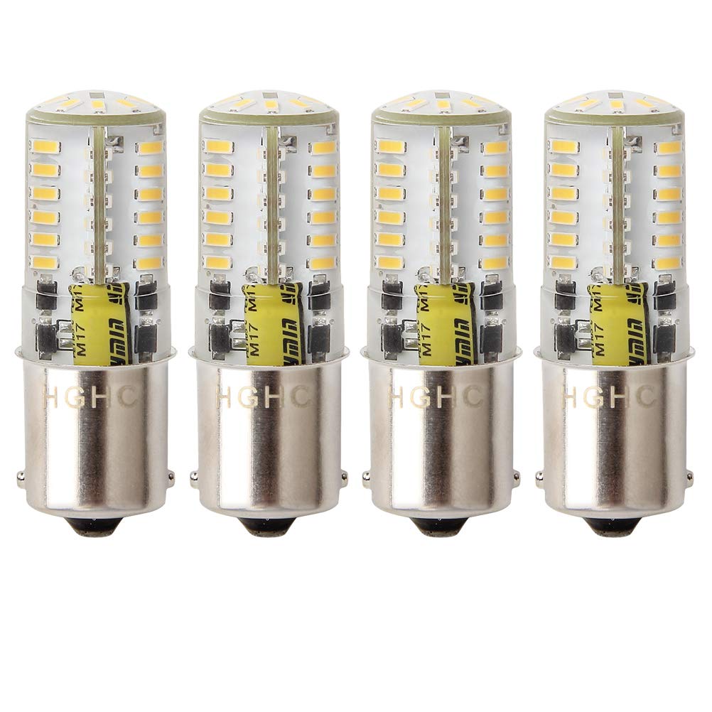 HGHC LED 5W Ba15s Bulb AC/DC 12V 1156 1141 LED Light Warm White 3000K 4014 SMD Single Contact Bayonet SBC for Car RV Trailer Camper Boat Yard Interior Light Landscape Lighting.(Pack of 4)