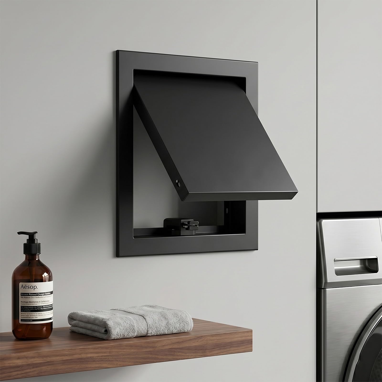 Trampilla Pladur de Aluminio Premium con Sistema Magnético a Presión, Puerta de Inspección Metálica para Paredes, Panel de Registro para Climatización y Cuadro Eléctrico(Negro,300 x350 mm)