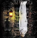 4E's Novelty Halloween Decorations Outdoor Props 60 Inch, Hanging Cocoon Corpse, Spooky Scary Creepy Mummy Decorations, Horror Scene Decor with Spider, Flexible