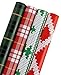 WRAPAHOLIC Gift Wrapping Paper - Plaid, Knit Heart, Knit Tree Design for Gift Wrap - 4 Rolls - 30 inch X 120 inch Per Roll