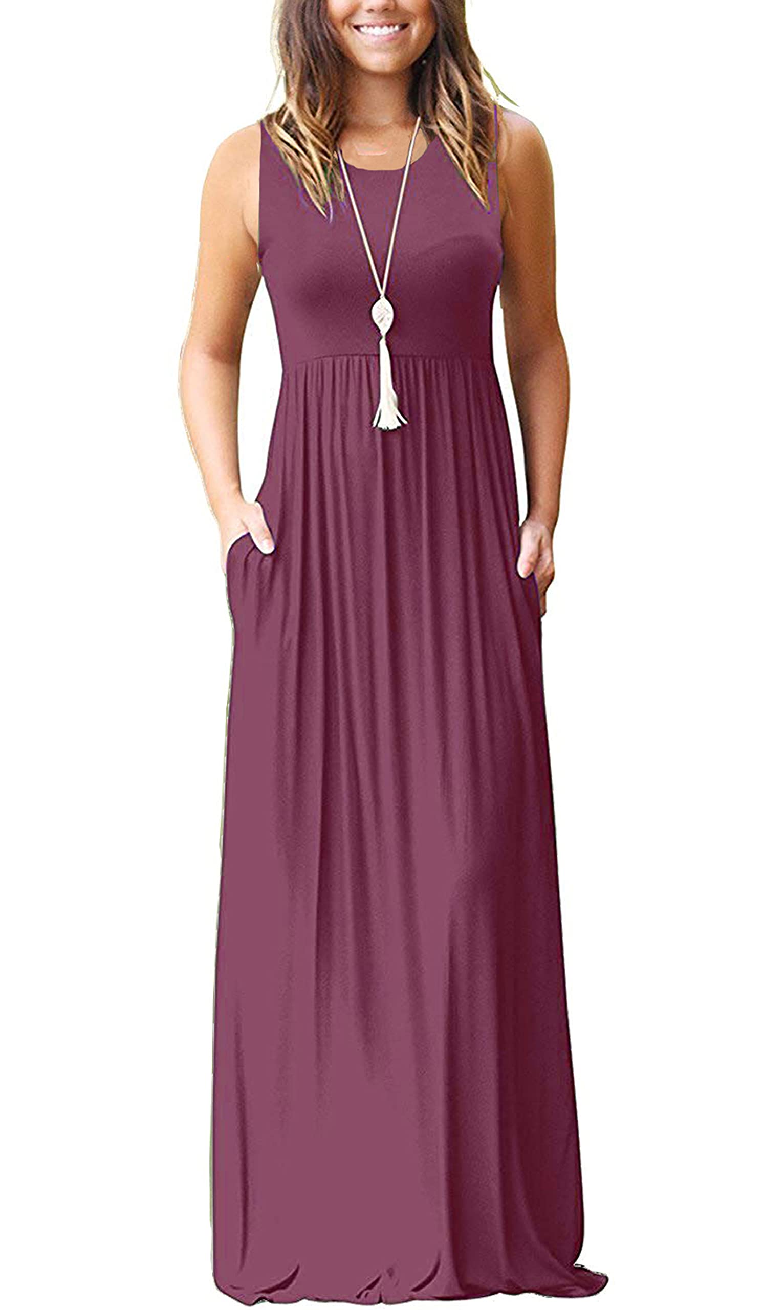 MOLERANI Women's Loose Plain Maxi Dresses Casual Long Dresses with Pockets