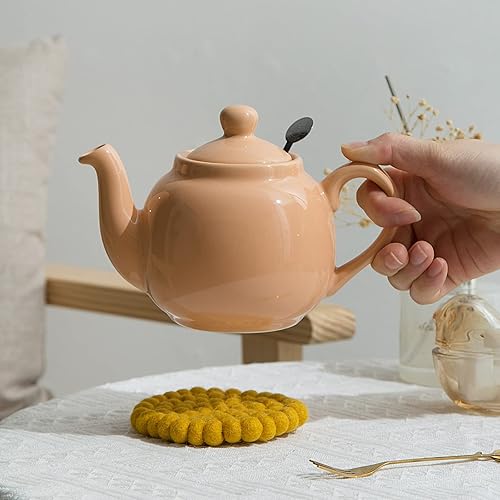 Miniatura 8 de Tetera Farmhouse con infusor, cerámica, albaricoque, 2 tazas (20.3 fl oz)