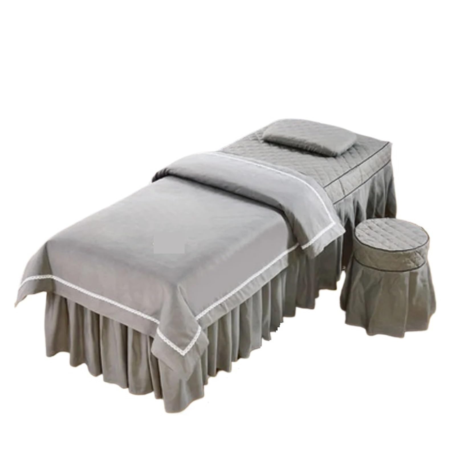 Massage Table Skirt 4pcs/Set Beauty Salon Bedding Set Massage Spa Bedskirt +Stoolcover+Pillowcase+Quilt Cover Bedspreads(Color 10,185x70cm)