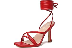 Lace Up Heels Tie Up Stiletto Heel Square Open Toe Sandals For Sexy Women