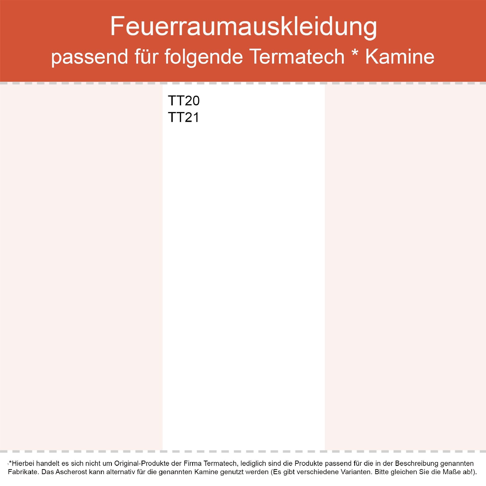 Revêtement de foyer – Compatible avec Termatech TT20** et d'autres modèles de cheminée et de poêles, avec aperçu du modèle, revêtement de cheminée en vermiculite, ajustement parfait et facile à