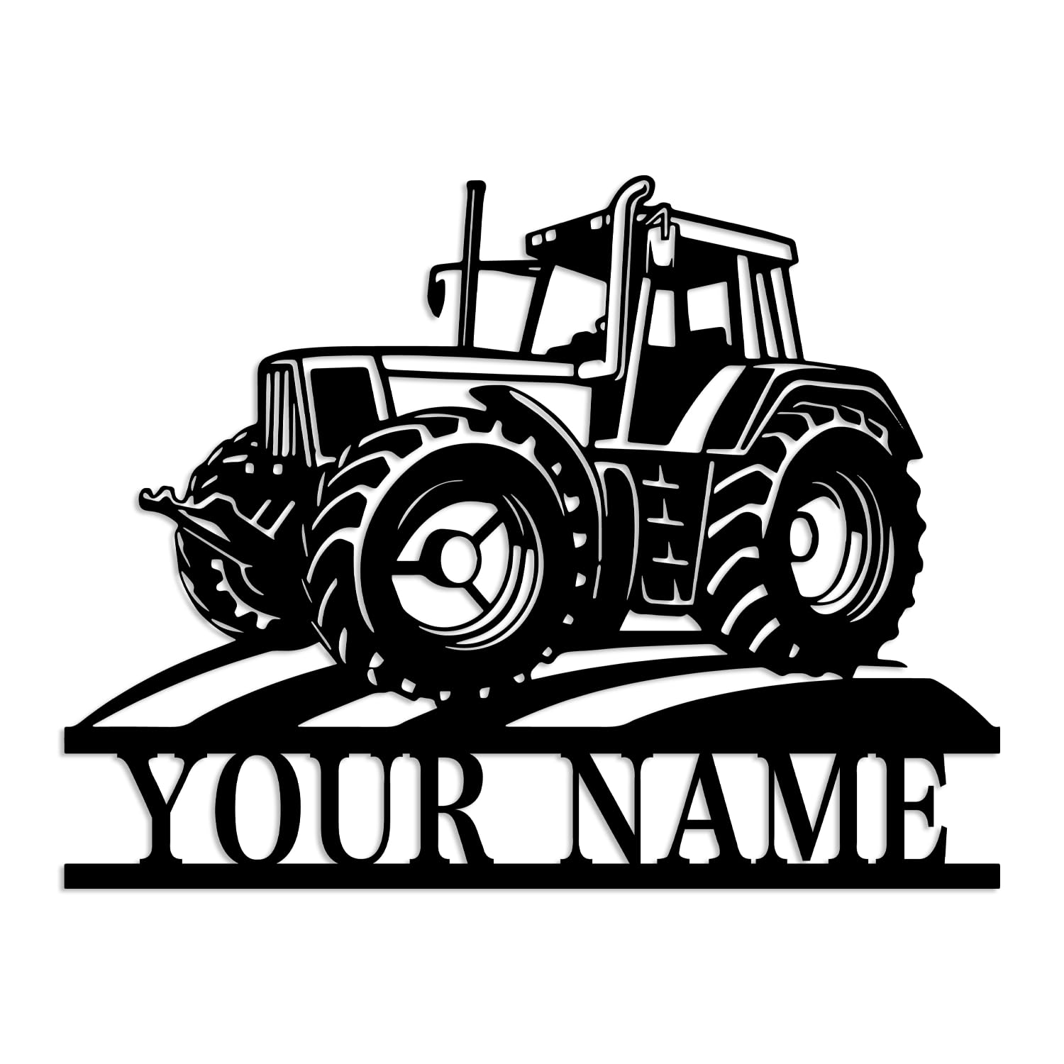 Kissesuu Tractor B Custom Tractor Driver Metal Wall Art, Personalized Farm Tractor Name Sign, Home Decor Farm Truck Decoration Birthday Gift For Farmer, Black Metal Wall Art Decor, Custom Your Name Signs