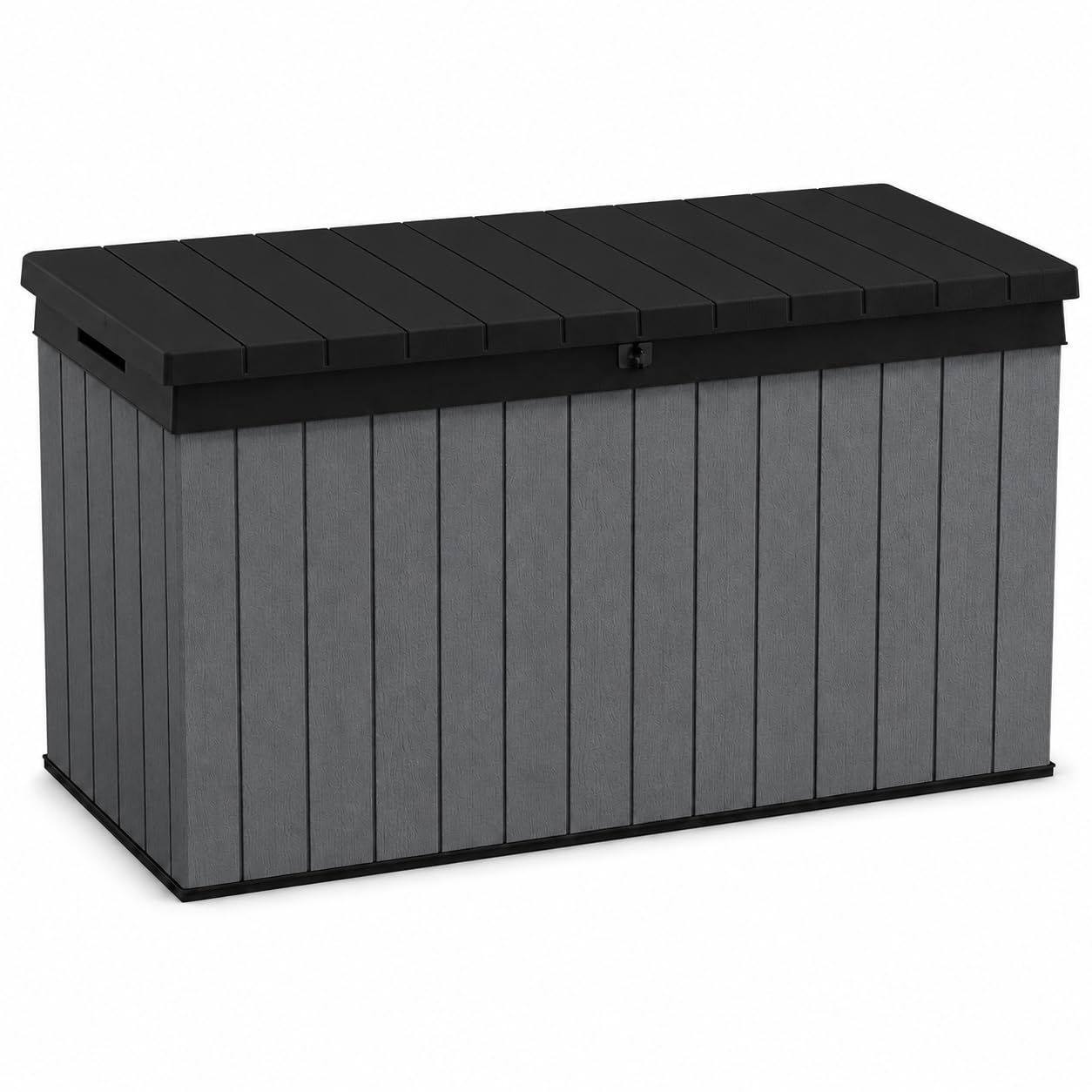 Koll Living Auflagenbox/Kissenbox 570 Liter l 100% Wasserdicht l mit Belüftung dadurch kein übler Geruch/Schimmel l Moderne Holzoptik l Deckel belastbar bis 300 KG (2 Personen)