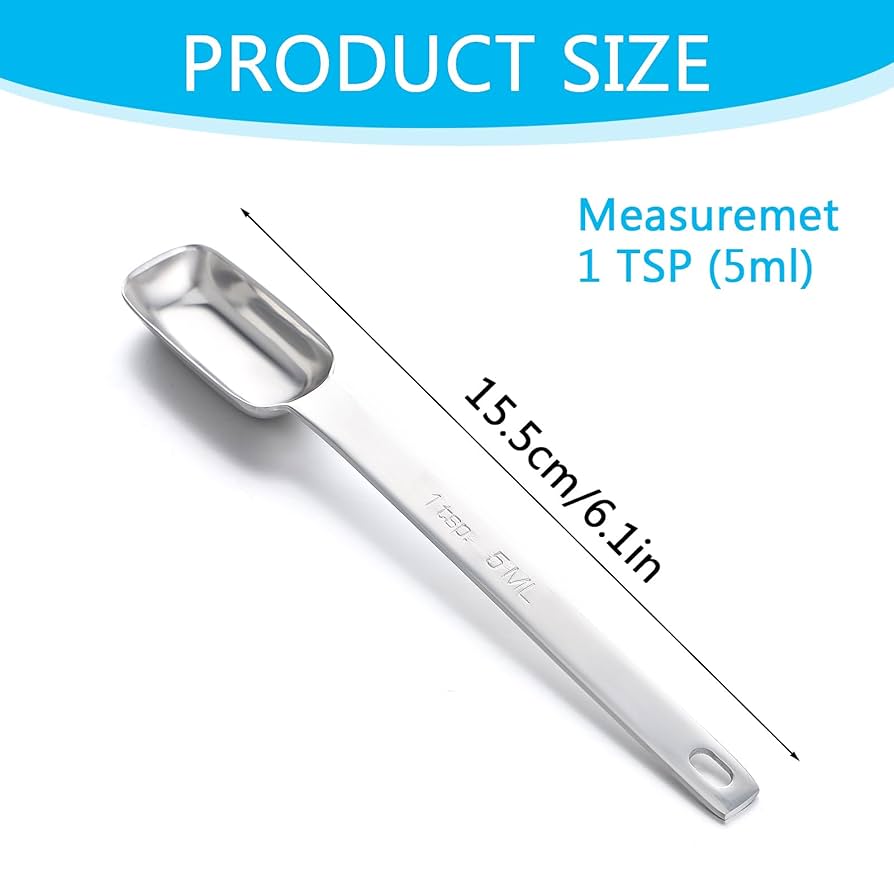 7-teiliges Edelstahl Messlöffel Set - Mit Abstreifer Für Backen & Kochen