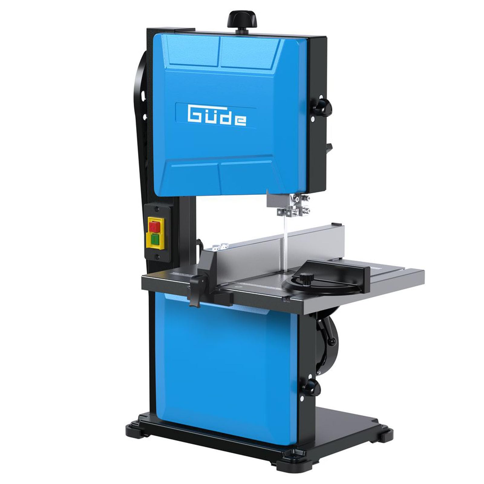 Güde GBS 200S - Sierra de cinta (230 V, 350 W, 1500 revoluciones por minuto, 900 metros por minuto, capacidad de corte de 50 a 80 milímetros dependiendo del ángulo, longitud de corte 200 milímetros)