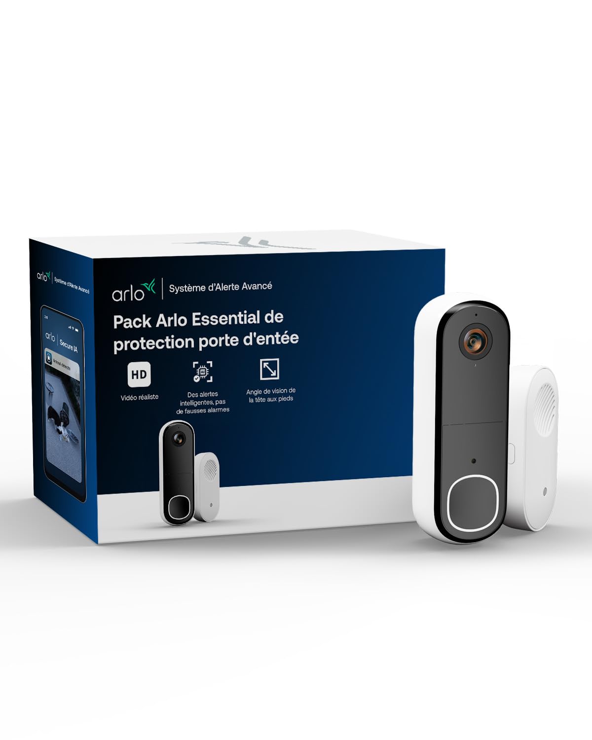 ARLO Sonnette 2, Sonnette WiFi Extérieure Sans Fil, Vidéo HD + Carillon