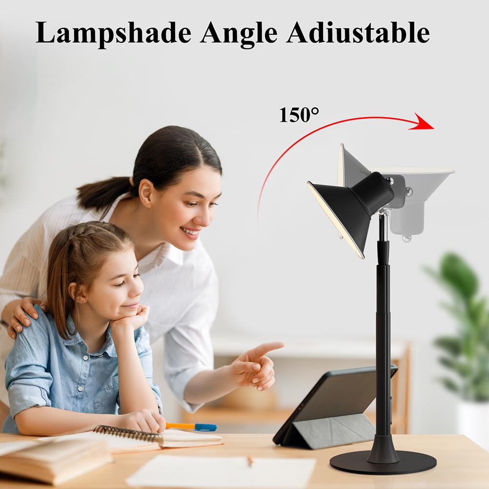 AoLa LED Tischlampe Höhenverstellbar, Standleuchte mit USB Stecker und Kabel Verstellbare Tischleuchte Dimmbare mit Schalter Teleskop Stehlampe Nachttischlampe für Schlafzimmer Arbeitszimmer Büro