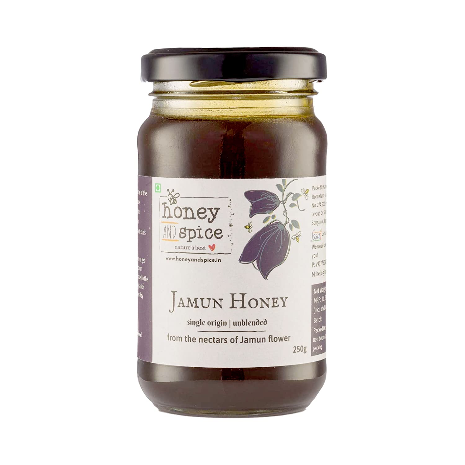 Honey And Spice Jamun Honey Pure & Natural Honey Single Origin Unblended Premium Jamun Honey From The Nector Of Jamun Flowers No Added Sugar & Preservatives 250 Gm-image