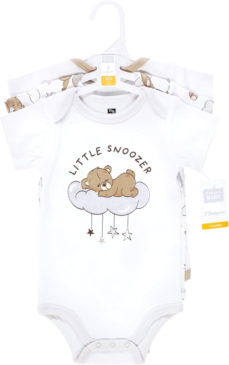 Hudson Baby Cotton Bodysuits, Dreamy Teddy, 12-18 Months - Image 2