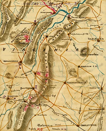 Map of the Shenandoah Valley Campaign 1864 Shows the area