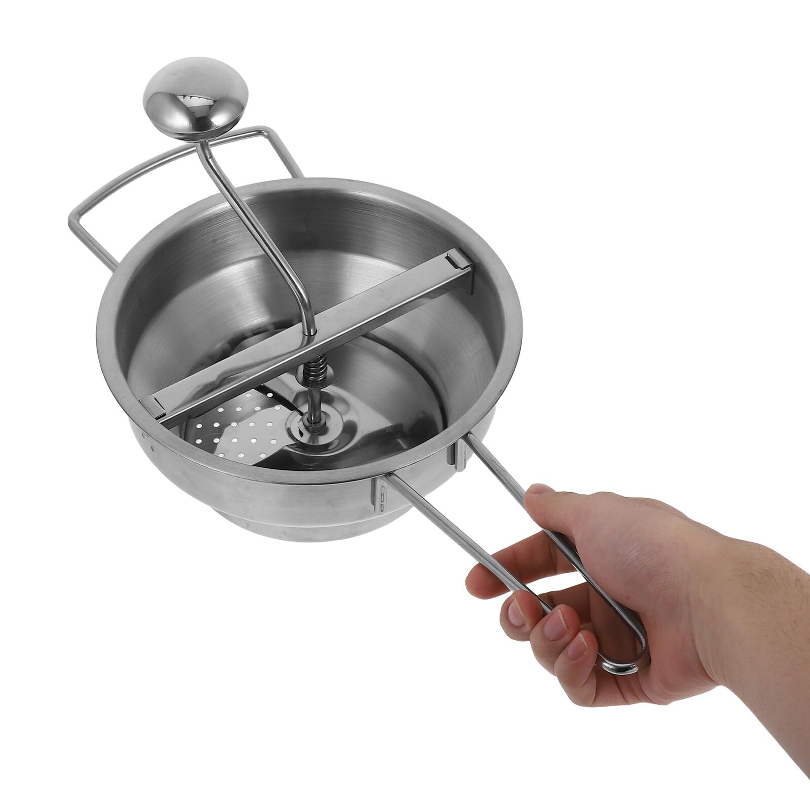 SUPVOX Machacador de Puré de Patatas de Acero Inoxidable con 3 Filtros (2, 3 y 7 Mm), Prensador Manual Grande para Puré de Verduras y Frutas, Utensilio de Cocina Ergonómico para Hogar